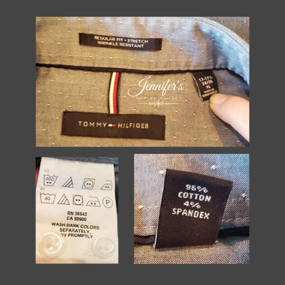 3/$25 Tommy Hilfiger Men's Blue Button-down Regular Fit Shirt Size XL - Picture 9 of 11